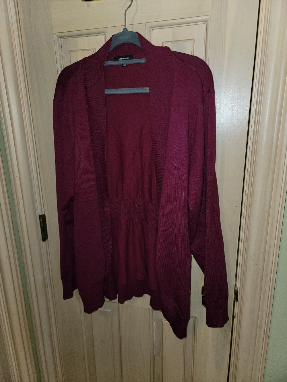 Verve Ami Womens 2X Magenta Open-Front Cardigan Knit Ribbed Trim